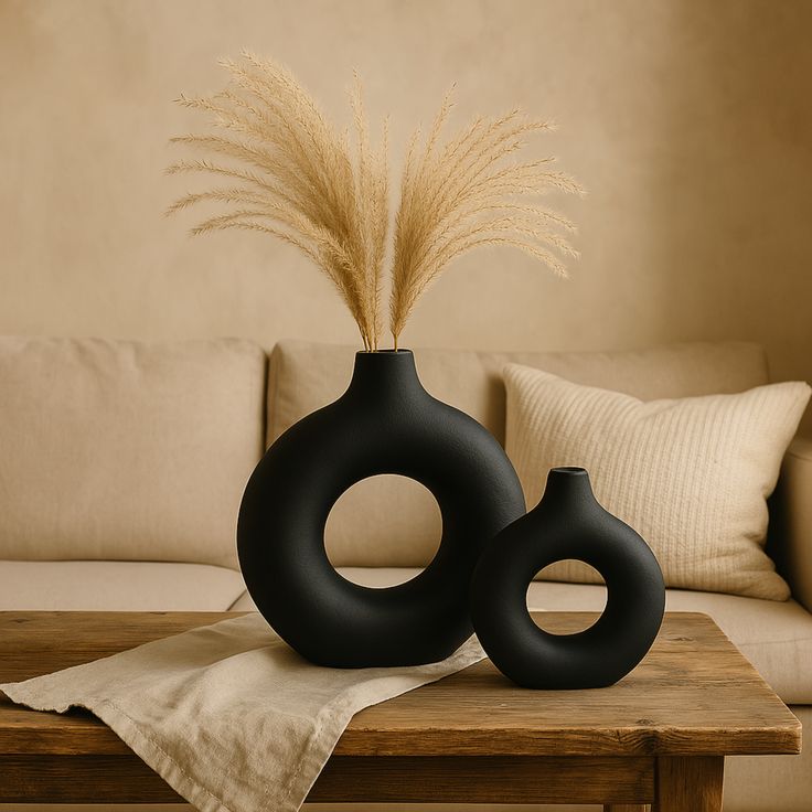 Simple Plastic Vase Donut Shape Single Flower Pot Home Living Room Decoration.